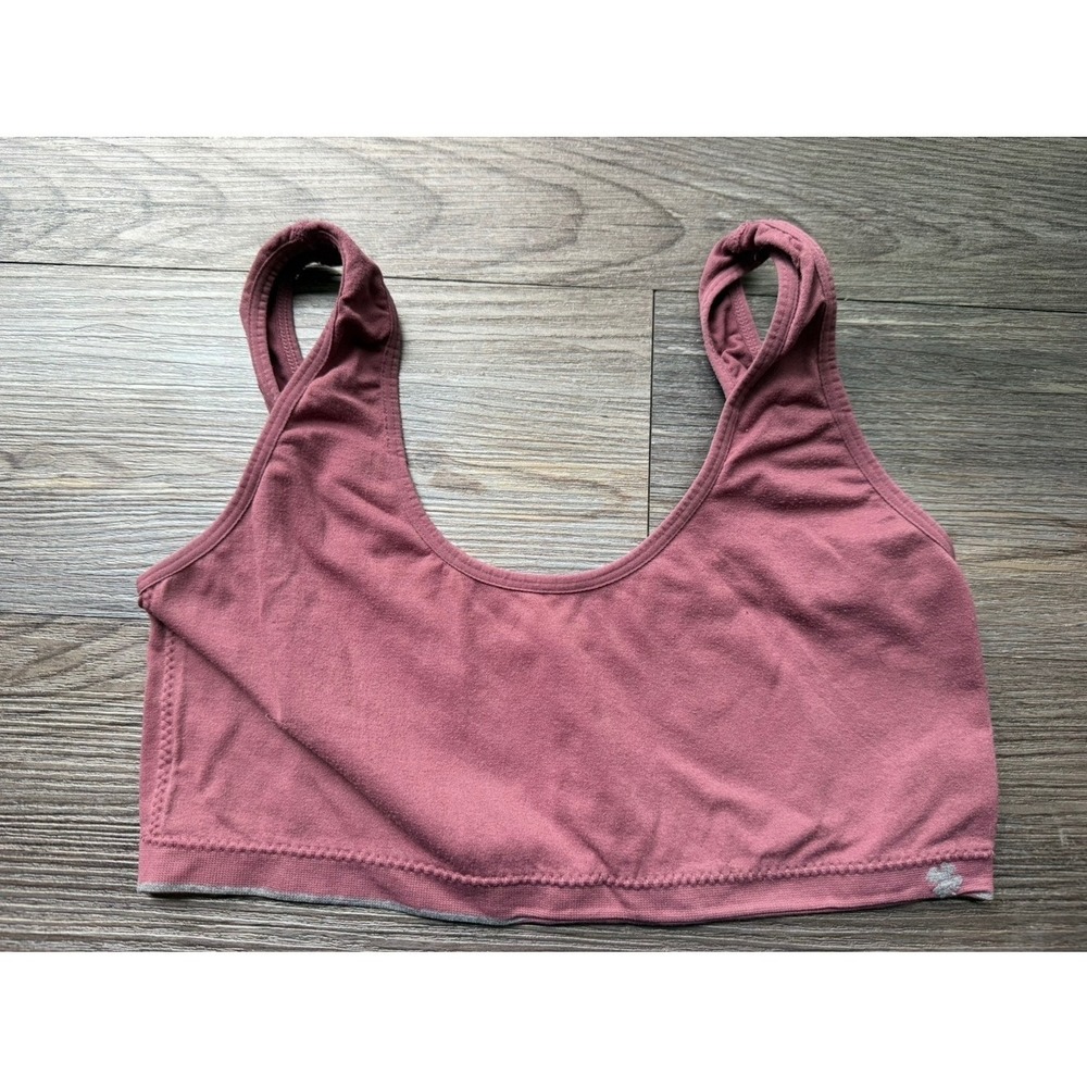 Lucky Brand Womens Seamless Bralette Mauve Pink Scoop Neck Lounge Bra Size Large